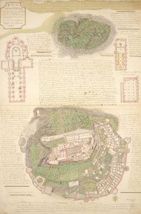 Pierre Jaussaud, Plan du Mont St Michel, 1757, carte manuscrite, encre et lavis, 94 (H) x 62 (L) cm, Paris, Musée des Plans-reliefs, inv. D55 © Musée des Plans-reliefs, Paris